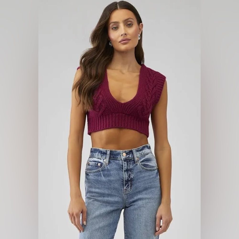 NWT FOR LOVE & LEMONS Women's Layton Cropped Vest Size Medium - Picture 3 of 9
